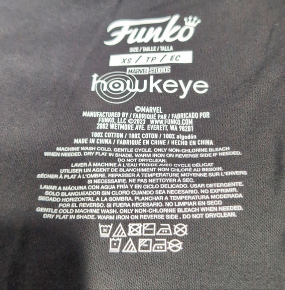 Funko Hawkeye Sz S Rogers The Musical Black Tee Marvel - Picture 5 of 6